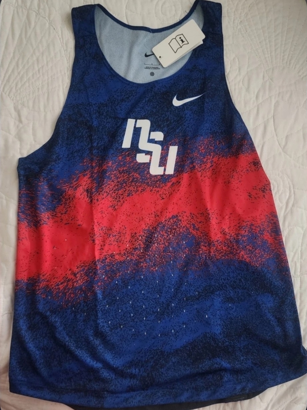 NEW Nike NSU Dri-FIT Digital Elite Fast Running Singlet Men's L Blue Red FZ5988